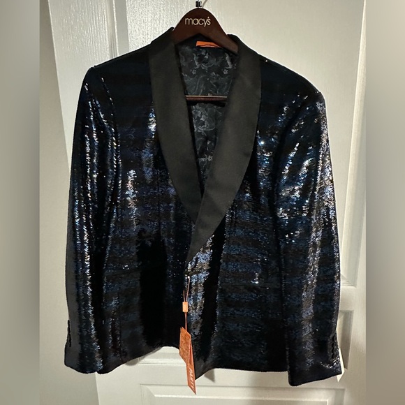 TALLIA Midnight Blue Sequin Blazer - Picture 1 of 4